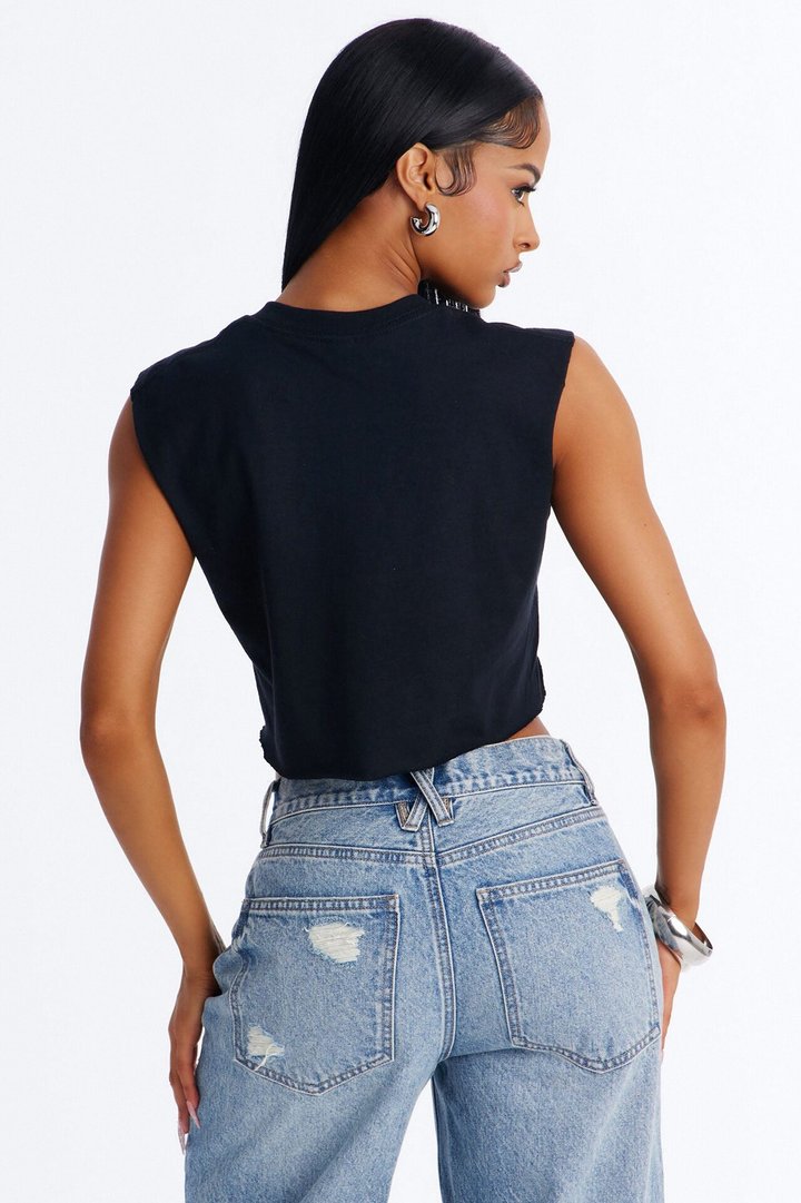 Metallica Ride The Lightening Crop Muscle Tank - Black
