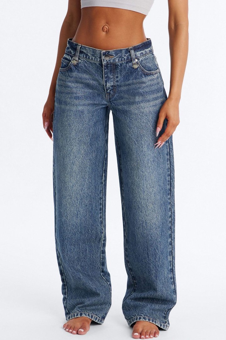 Ventura Low Rise Straight Leg Jeans - Vintage Wash