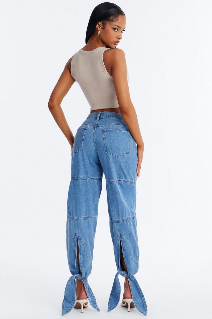 Yes My Darling Ankle Tie Jeans - Medium Wash