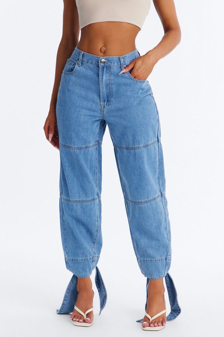 Yes My Darling Ankle Tie Jeans - Medium Wash