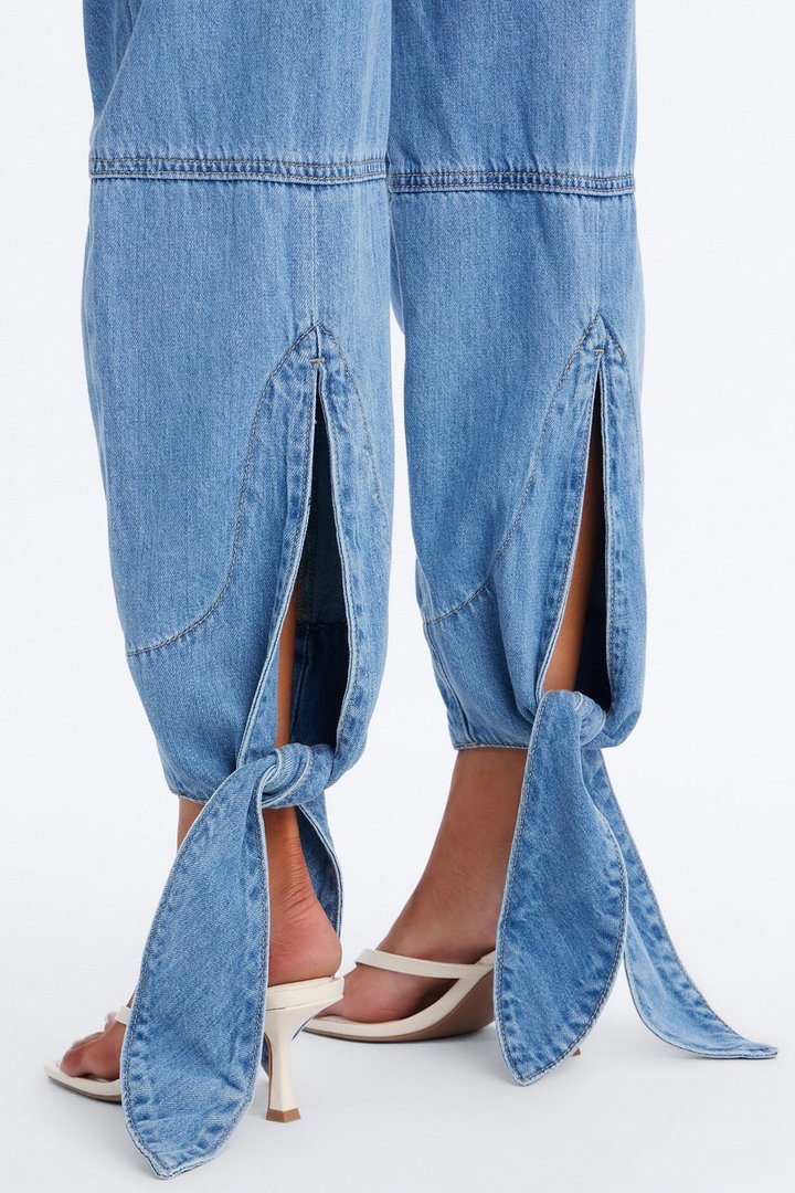 Yes My Darling Ankle Tie Jeans - Medium Wash