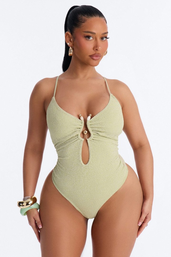 Marisol Metallic Knit Hardware Bodysuit - Green