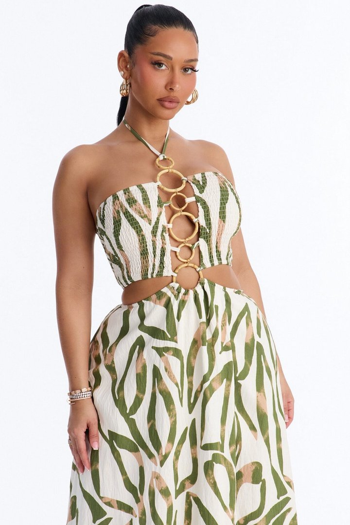 Hawaiian Islands Linen Maxi Dress - Sage