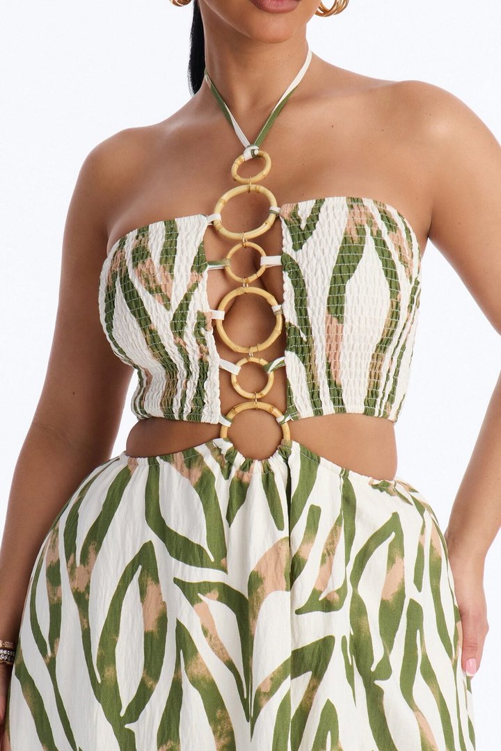 Hawaiian Islands Linen Maxi Dress - Sage