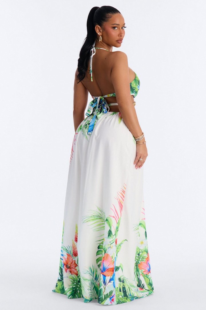Sweet Like Me Halter Maxi Dress - White/combo