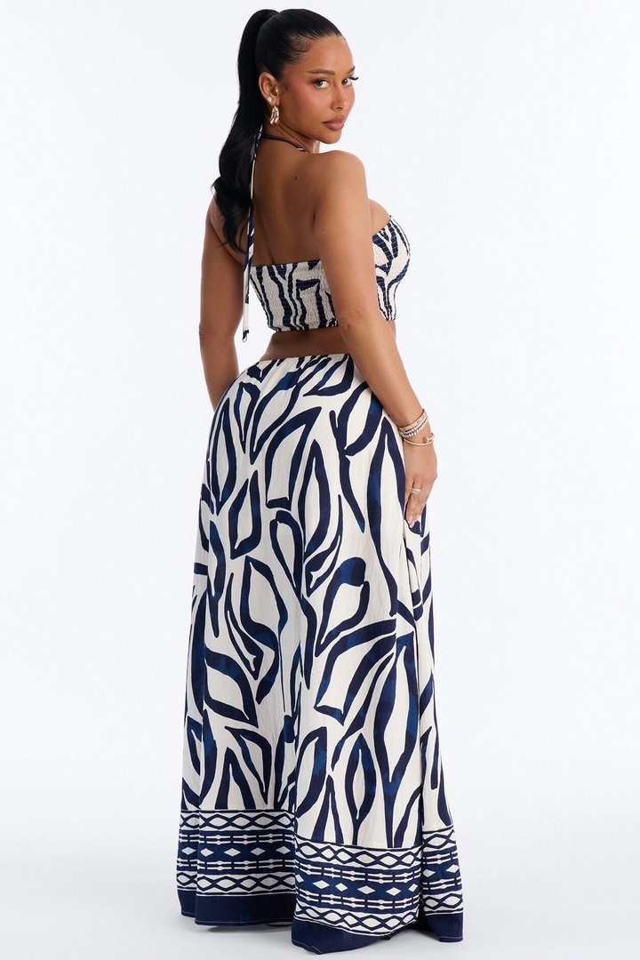 Hawaiian Islands Linen Maxi Dress - Navy