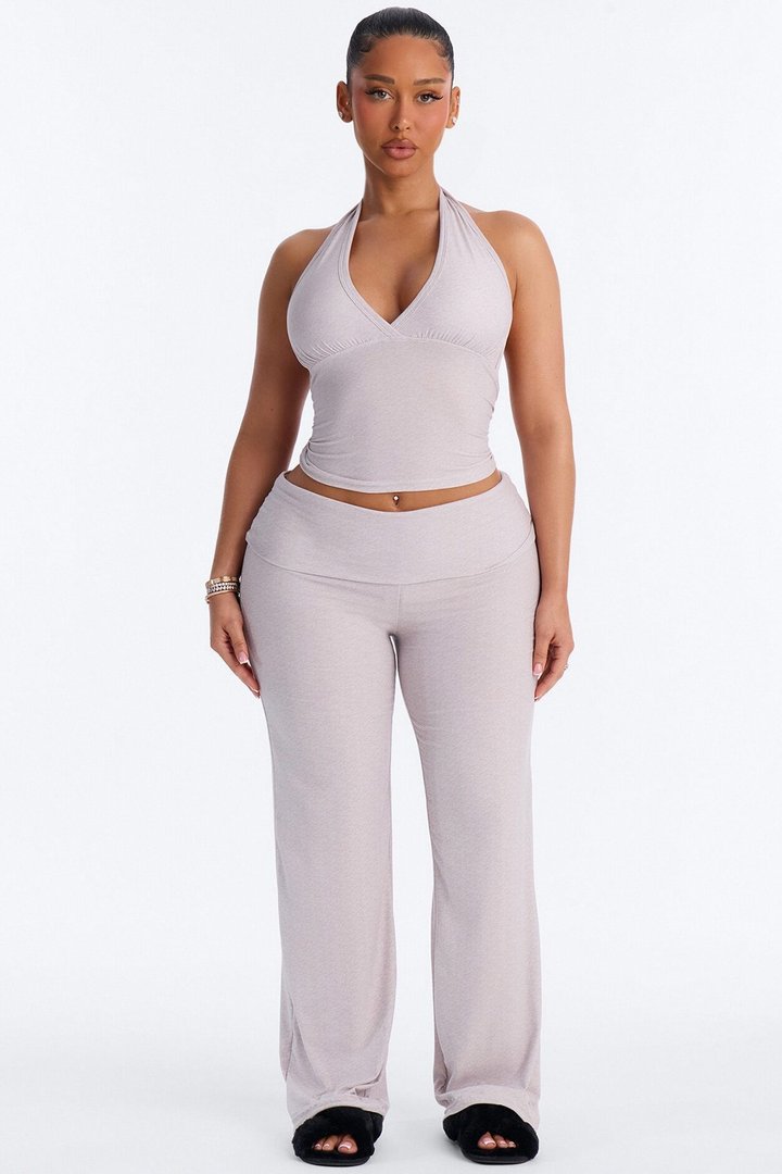 Stay Cozy Halter PJ Pant Set - Heather Grey