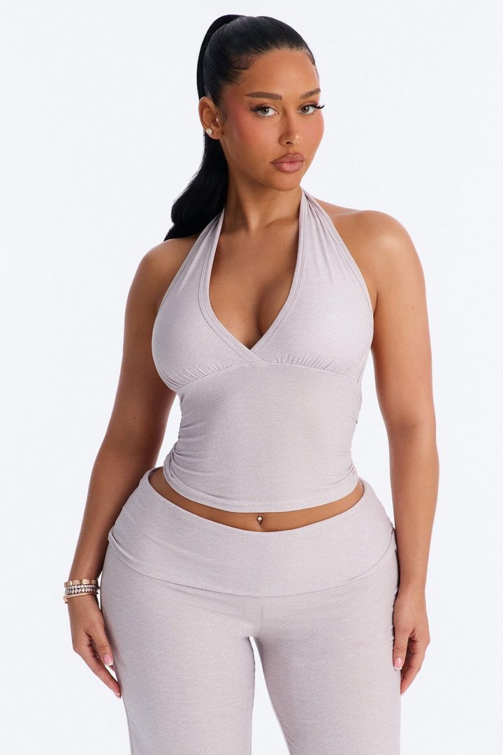 Stay Cozy Halter PJ Pant Set - Heather Grey