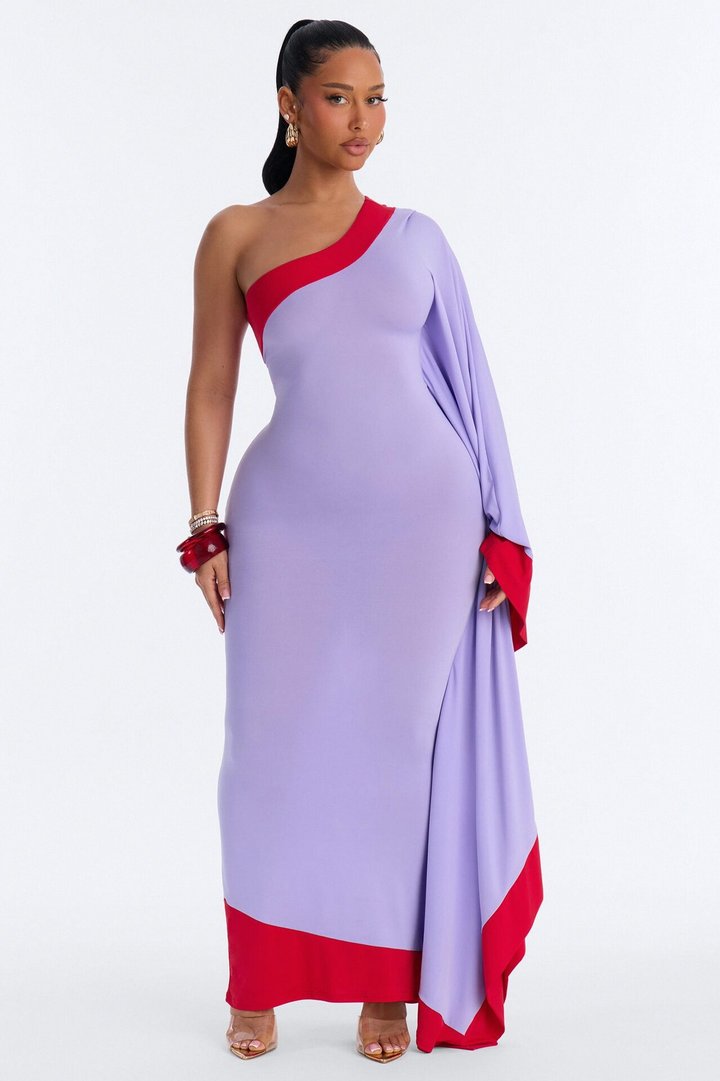 Casually Allure One Shoulder Maxi Dress - Lavender