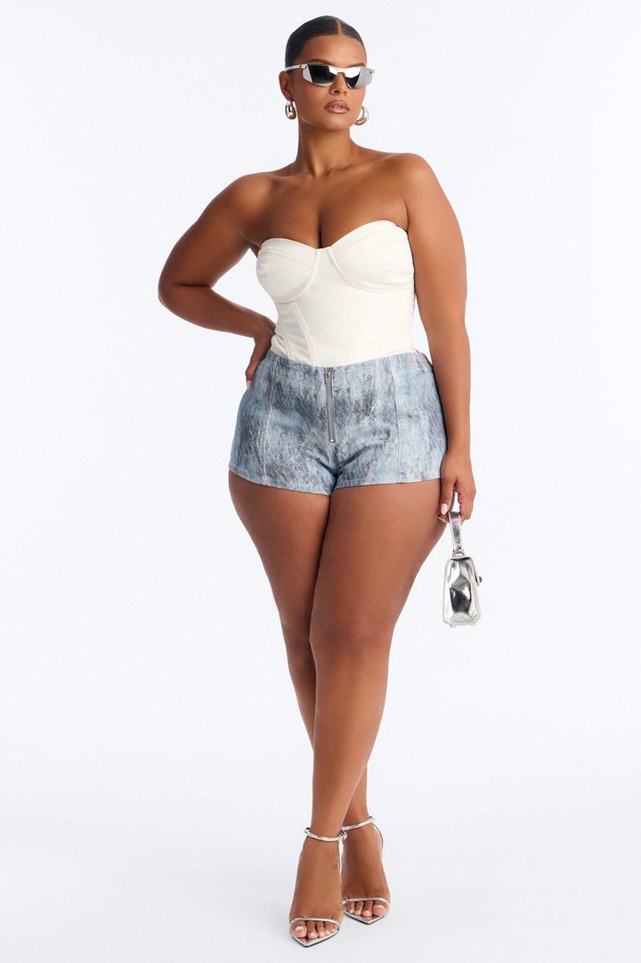 Cassie Twill Micro Short - Blue/combo