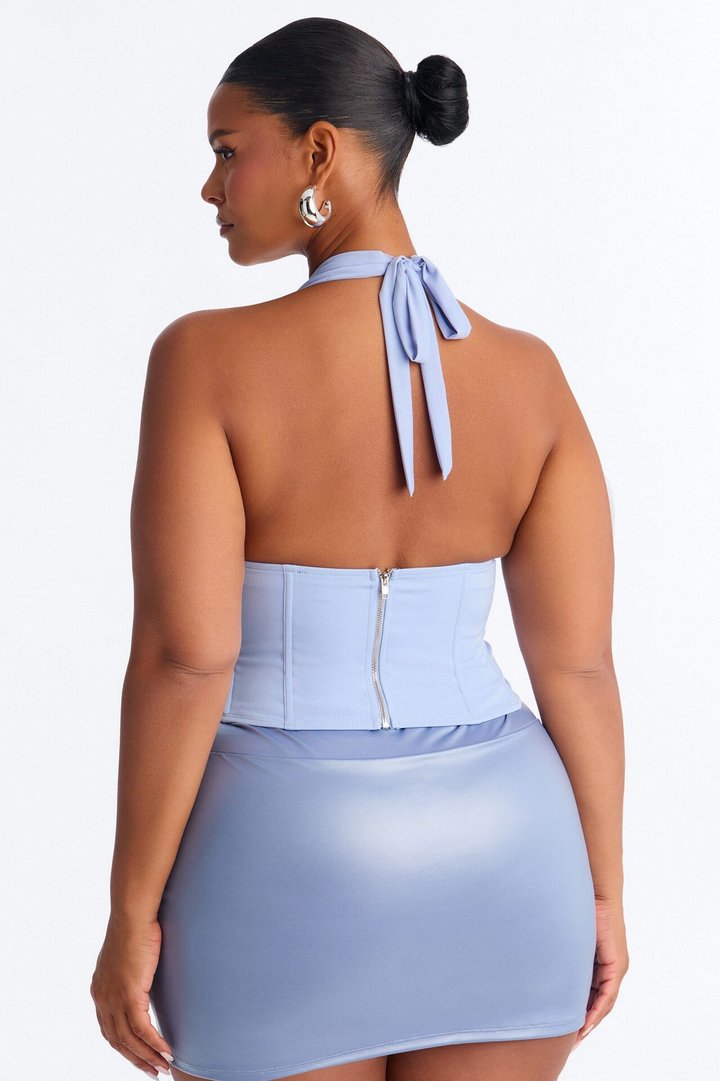 Alexis Lace Up Halter Top - Blue