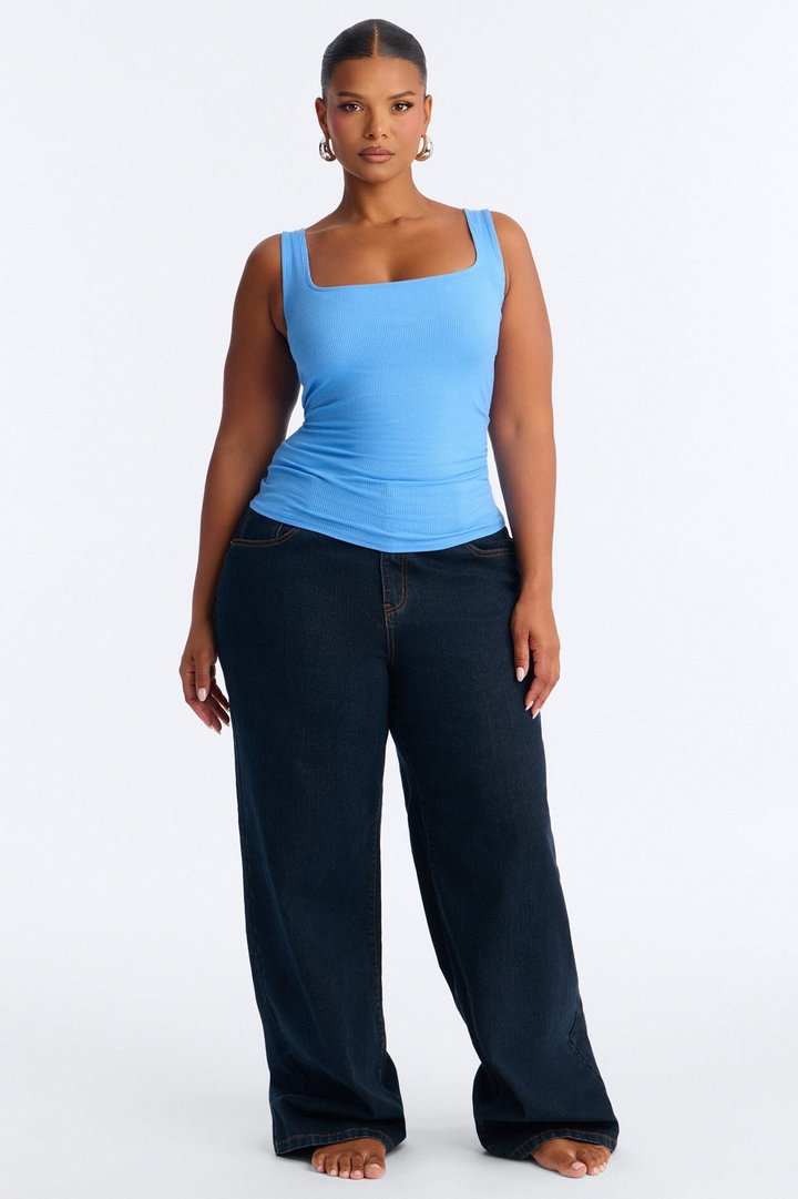 Madison Basic Square Neck Tank Top - Periwinkle