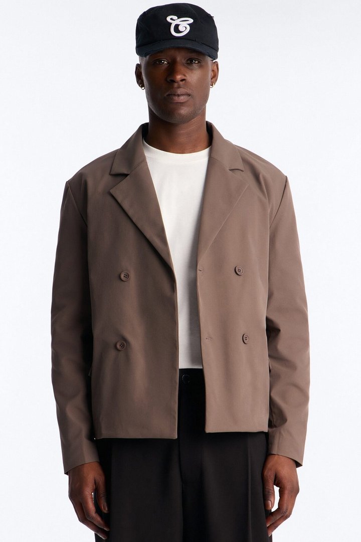 Heirloom Cropped Double Breasted Blazer - Grey