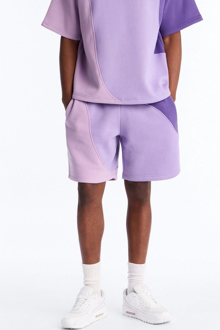 Neapolitan Paneled Relaxed Sweatshort - Purple/combo