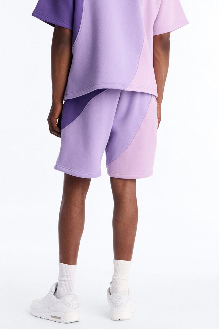Neapolitan Paneled Relaxed Sweatshort - Purple/combo