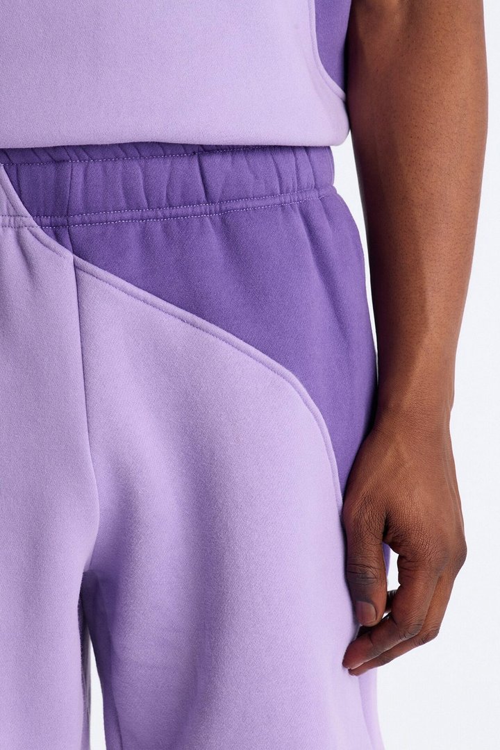 Neapolitan Paneled Relaxed Sweatshort - Purple/combo
