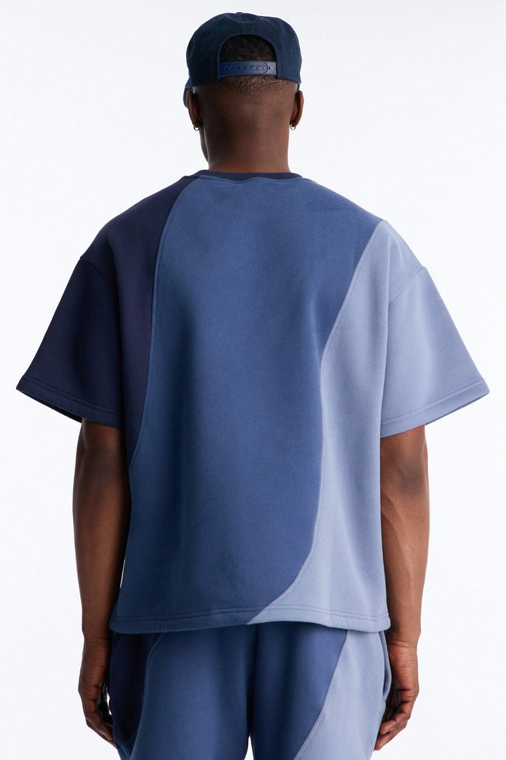 Oversized Neapolitan Paneled Sweatshirt - Blue/combo