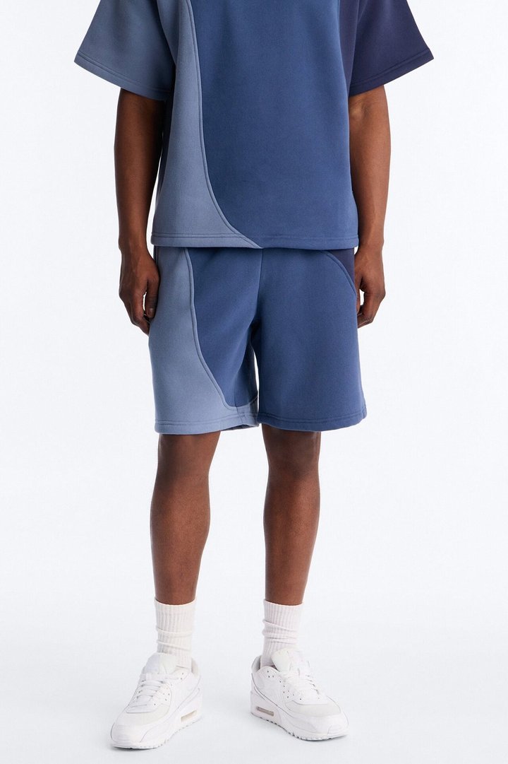 Neapolitan Paneled Relaxed Sweatshort - Blue/combo