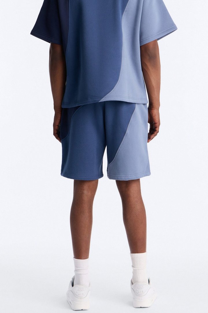Neapolitan Paneled Relaxed Sweatshort - Blue/combo
