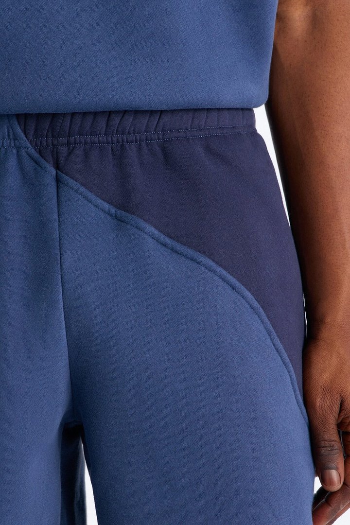 Neapolitan Paneled Relaxed Sweatshort - Blue/combo