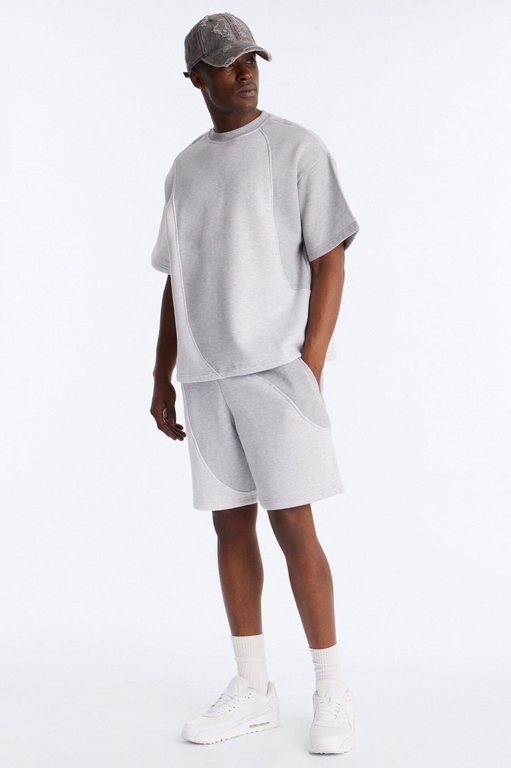Oversized Neapolitan Paneled Sweatshirt - Grey/combo