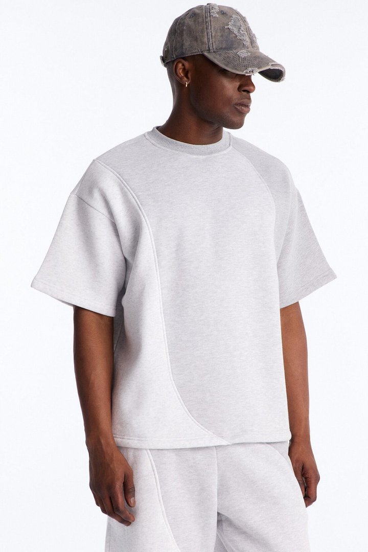 Oversized Neapolitan Paneled Sweatshirt - Grey/combo