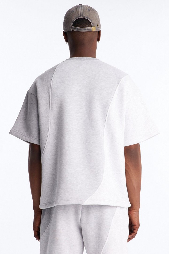 Oversized Neapolitan Paneled Sweatshirt - Grey/combo