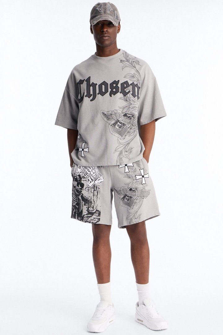 Chosen One Patch Relaxed Sweatshort - Grey