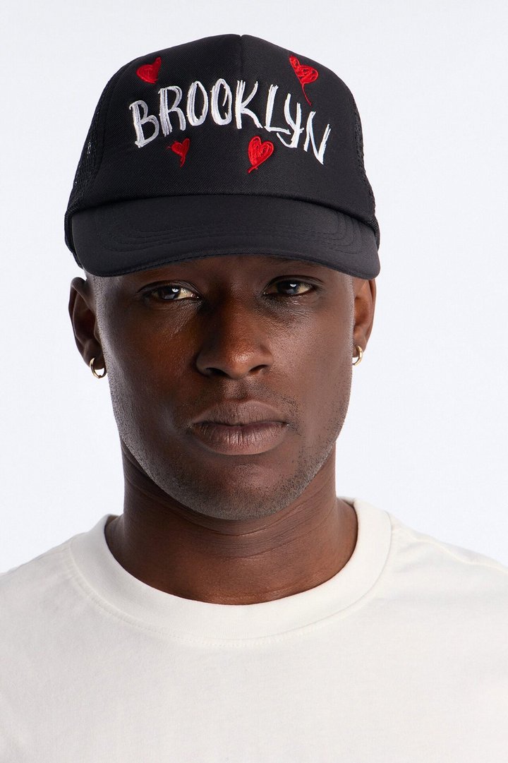 Brooklyn Love Trucker Snapback Hat - Black