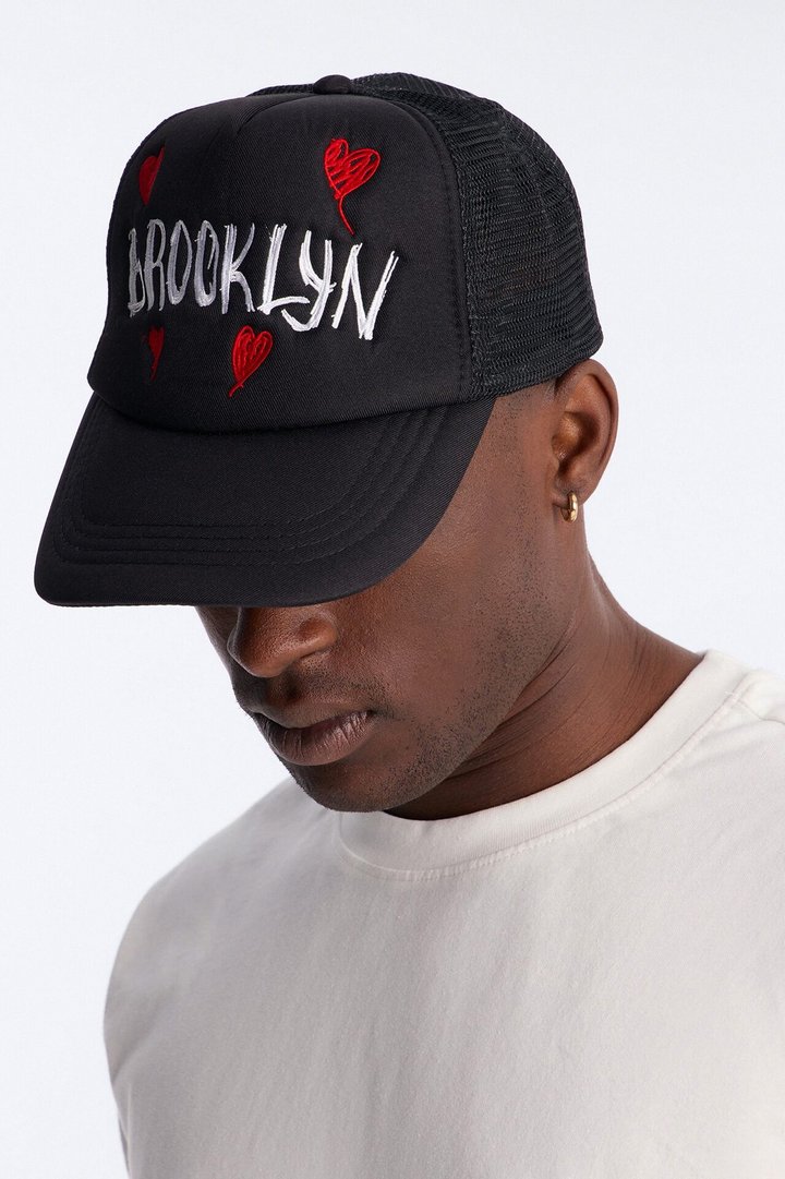 Brooklyn Love Trucker Snapback Hat - Black