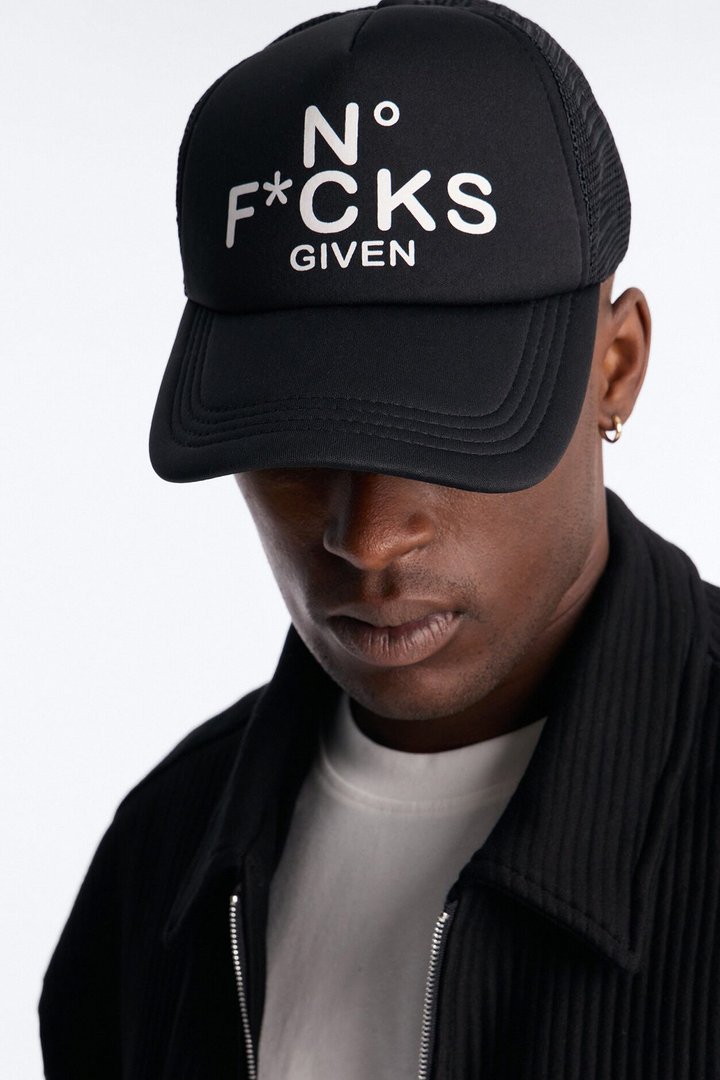 No Fcks Given Trucker Snapback Hat - Black