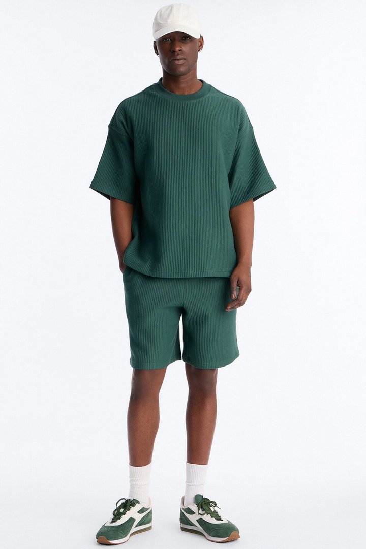 Textured Relaxed Sweatshort - Hunter Green