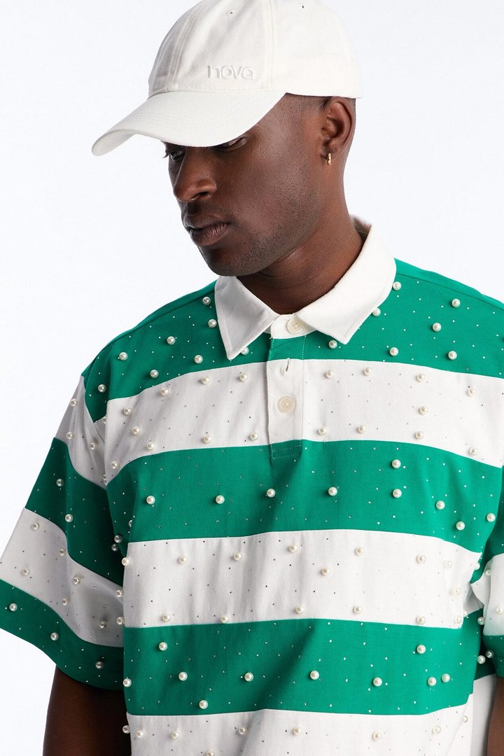 Relaxed Marginalia Pearl Stripe Polo - Green/combo
