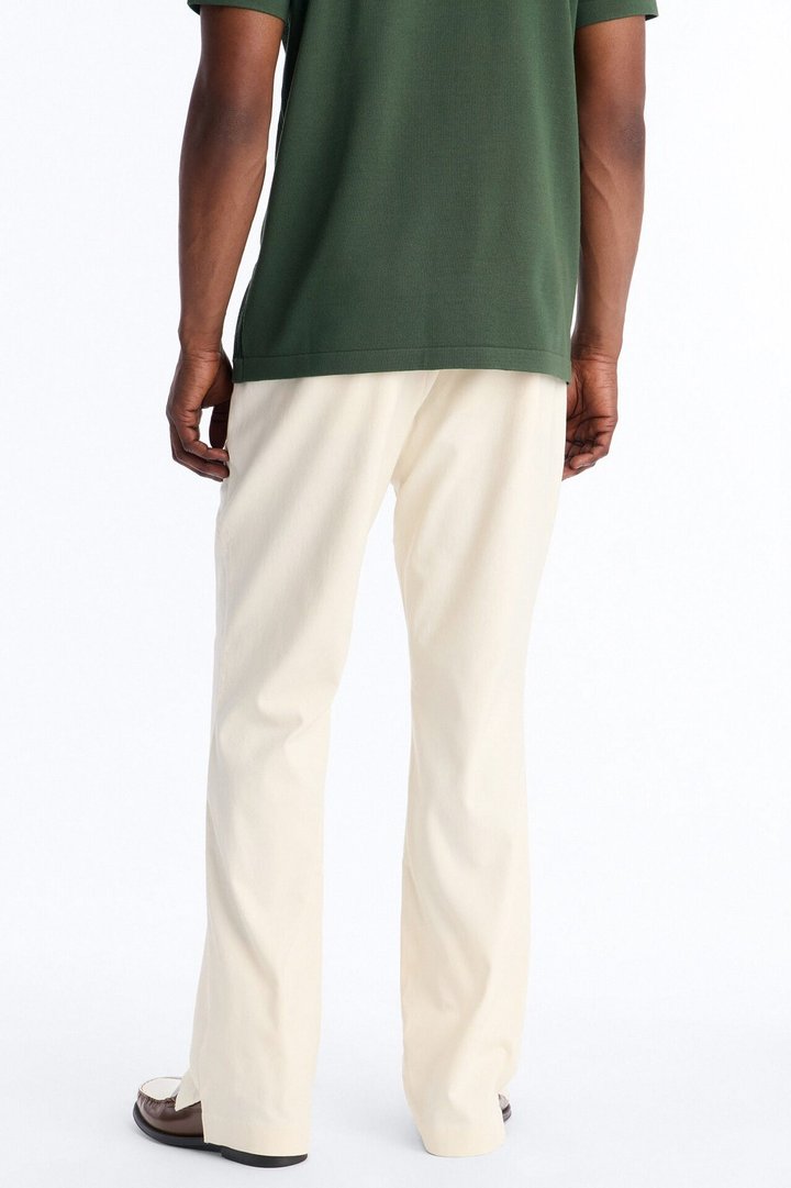 Slim Modern Gabardine Slit Flared Trouser - Cream