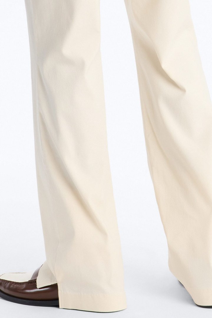 Slim Modern Gabardine Slit Flared Trouser - Cream
