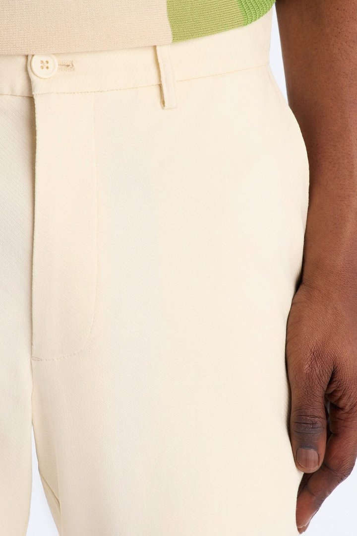 Slim Modern Gabardine Slit Flared Trouser - Cream