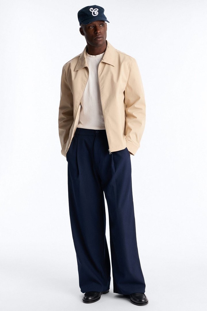 Satin Side Stripe Wide Leg Trouser - Navy/combo