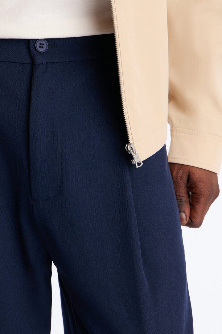 Satin Side Stripe Wide Leg Trouser - Navy/combo