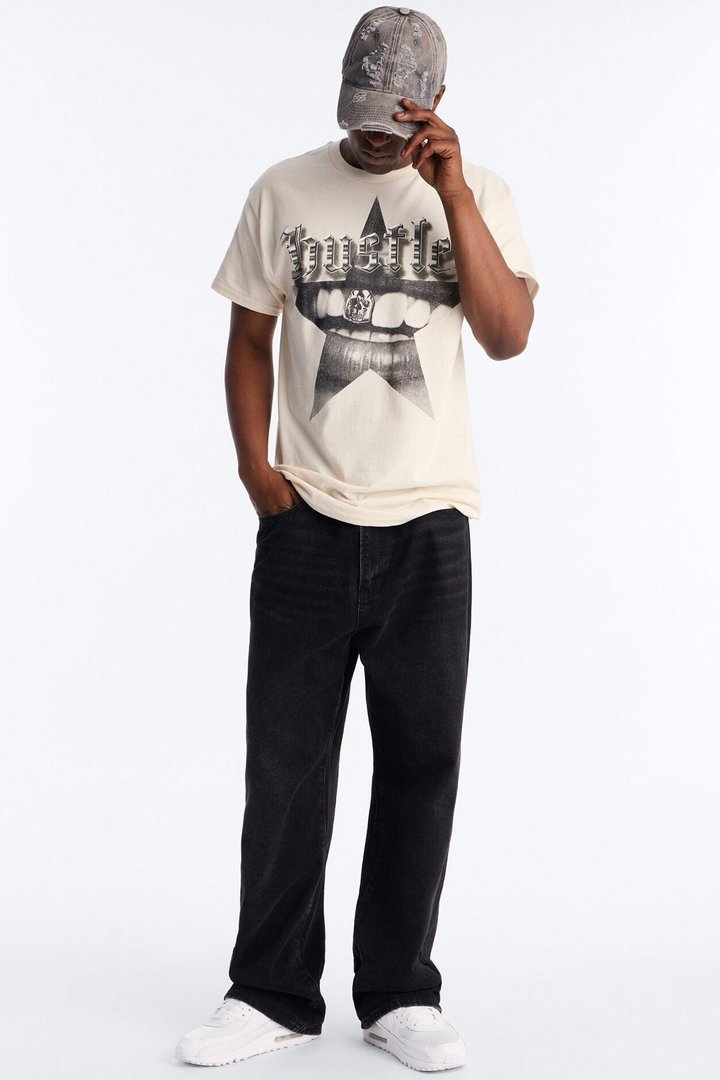 Hustler By Nature Oversized Short Sleeve Tee - Natural