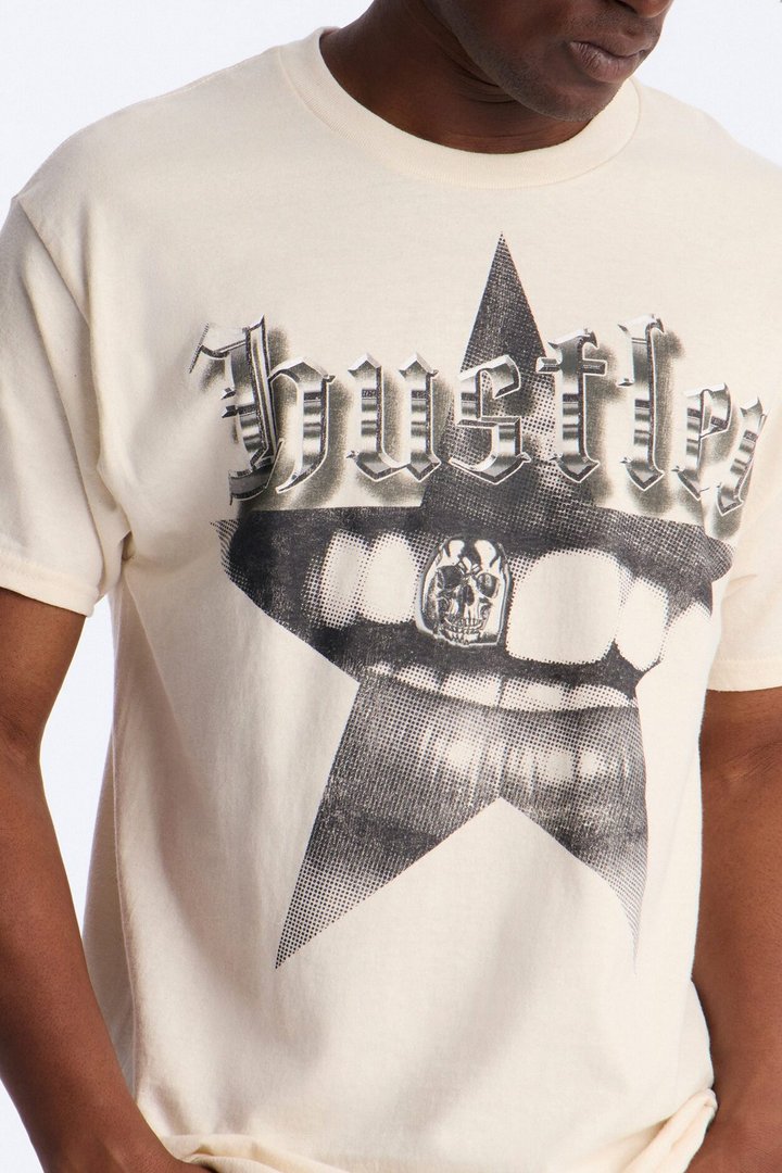 Hustler By Nature Oversized Short Sleeve Tee - Natural