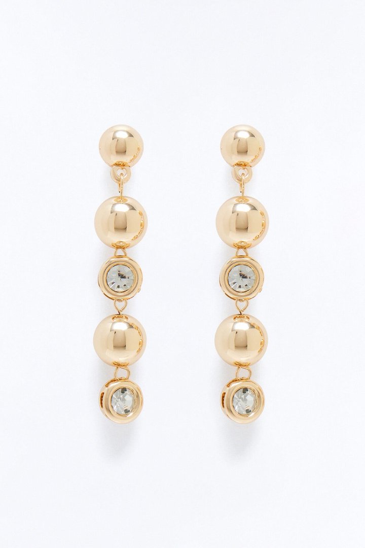 Let It Be Rhinestone Linear Earrings - Gold