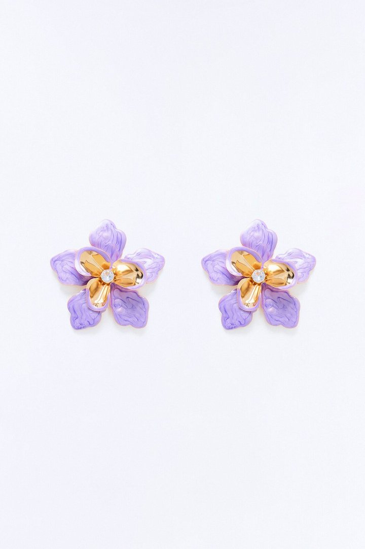 Island Hibiscus Stud Earrings - Lavender