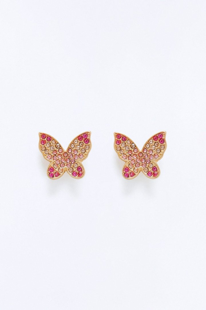 Don't Leave Me Behind Butterfly Stud Earrings - Pink