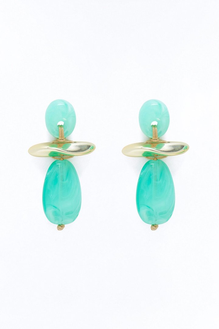 Honey Alloy Jeweled Earrings - Blue