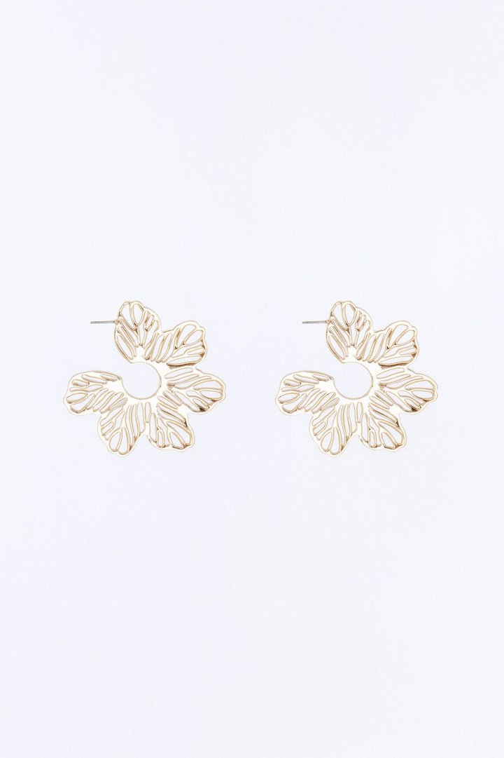 Island Bloom Floral Hoop Earrings - Gold