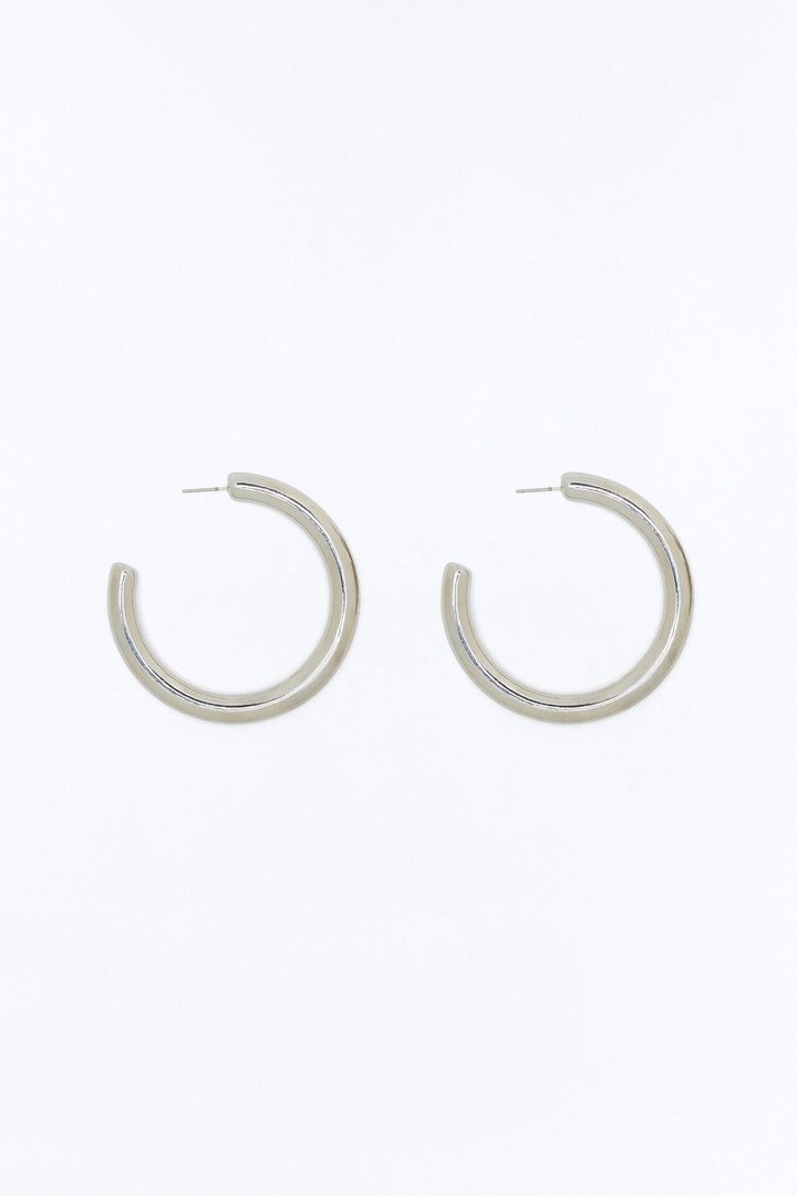 Simply Basic Hoop Earrings - Silver