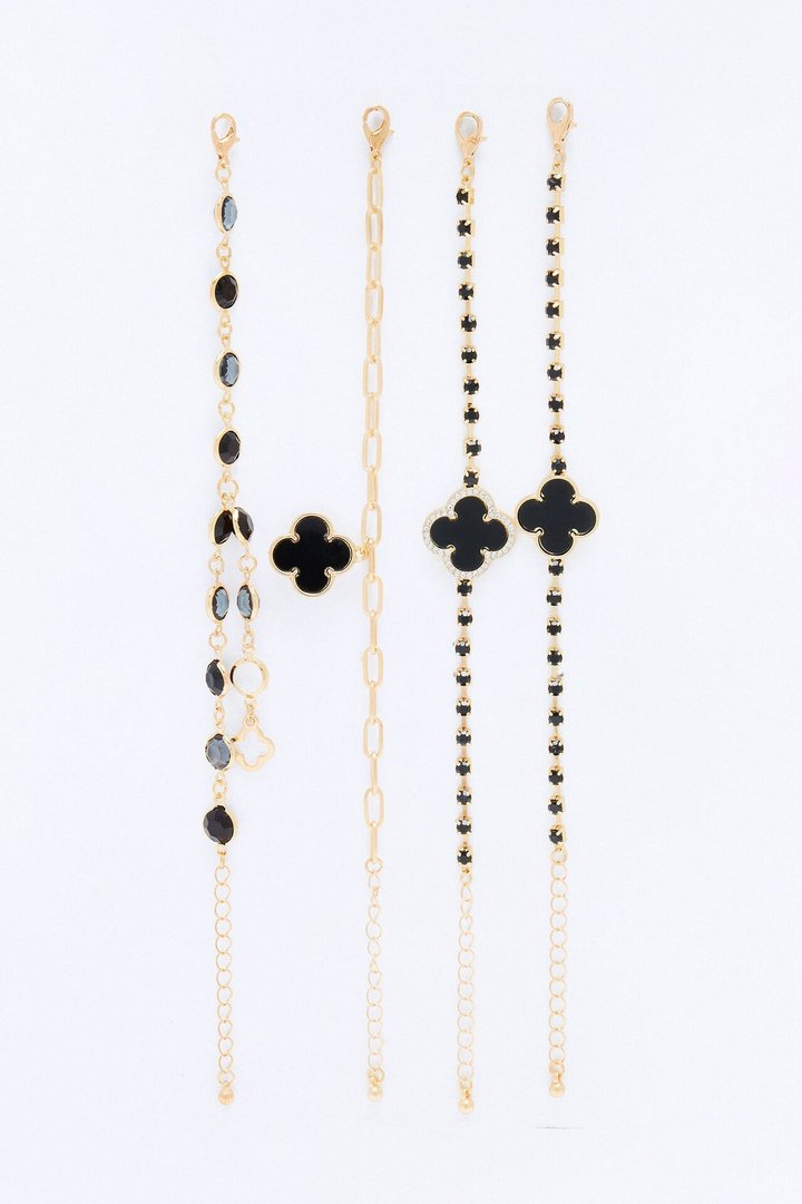 Captivated 4 Piece Bracelet Set - Gold/Black