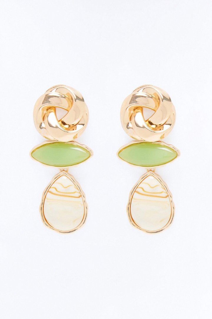 Starlight Cove Jeweled Earrings - Gold/Green