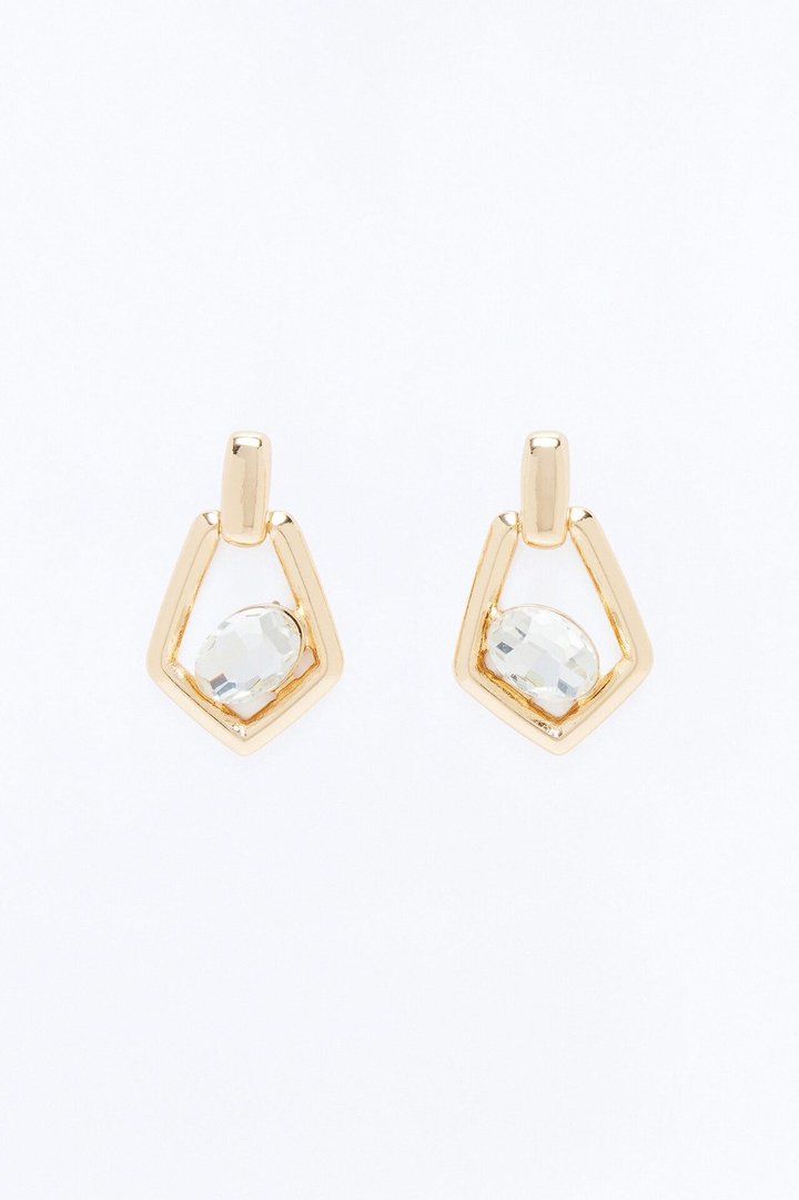 Keep It Rhinestone Drop Earrings - Gold/Clear
