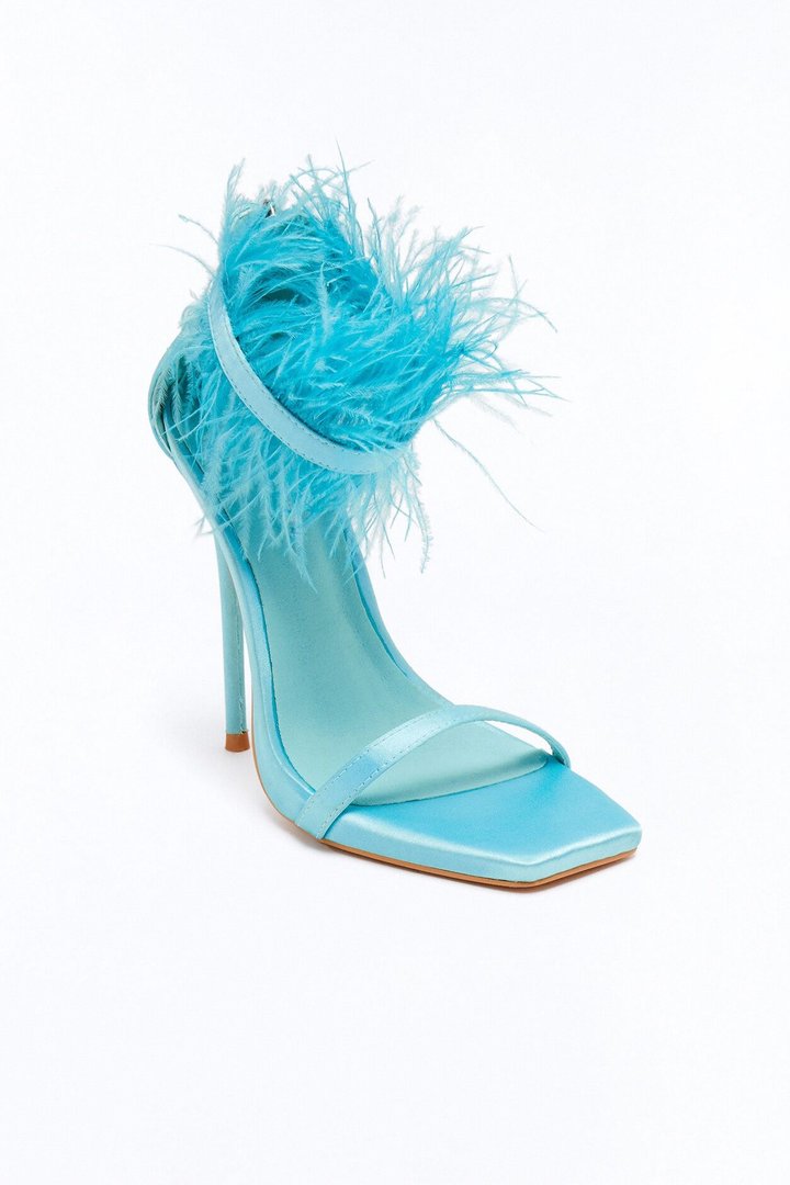 Gatsby Feather Stiletto Heels - Turquoise